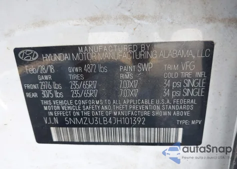 2018 Hyundai Santa Fe Sport 2.4L из США, поврежденный, VIN 5NMZU3LB4JH101392